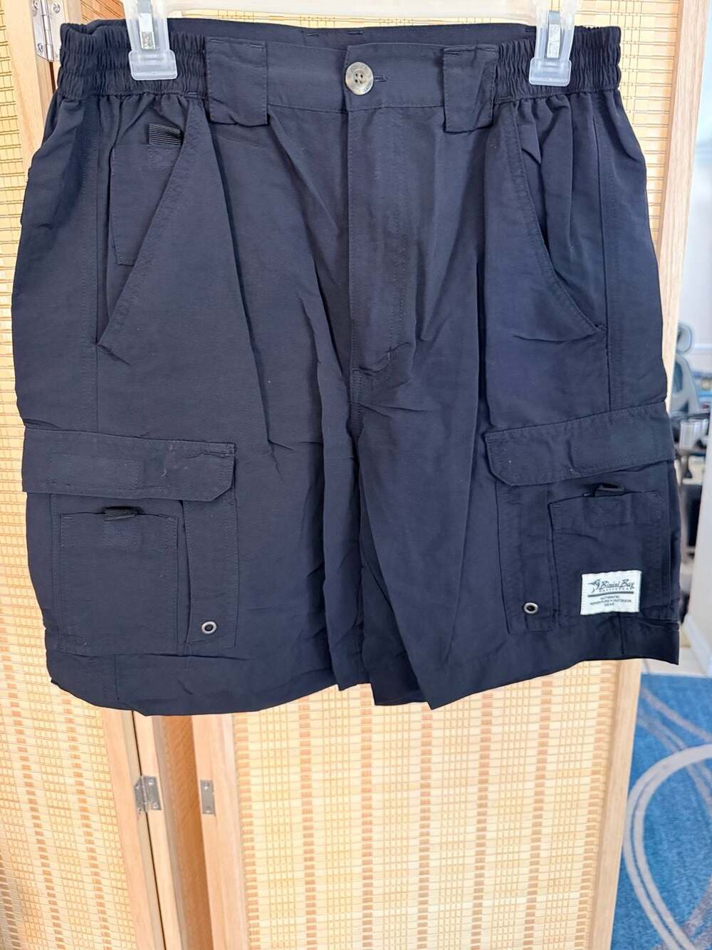 Bimini Bay Outfitters Men's Black Nylon Cargo Hiking Fishing Shorts Size 32